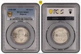 1930-BP 50 Leva KM-42  Ag MS63