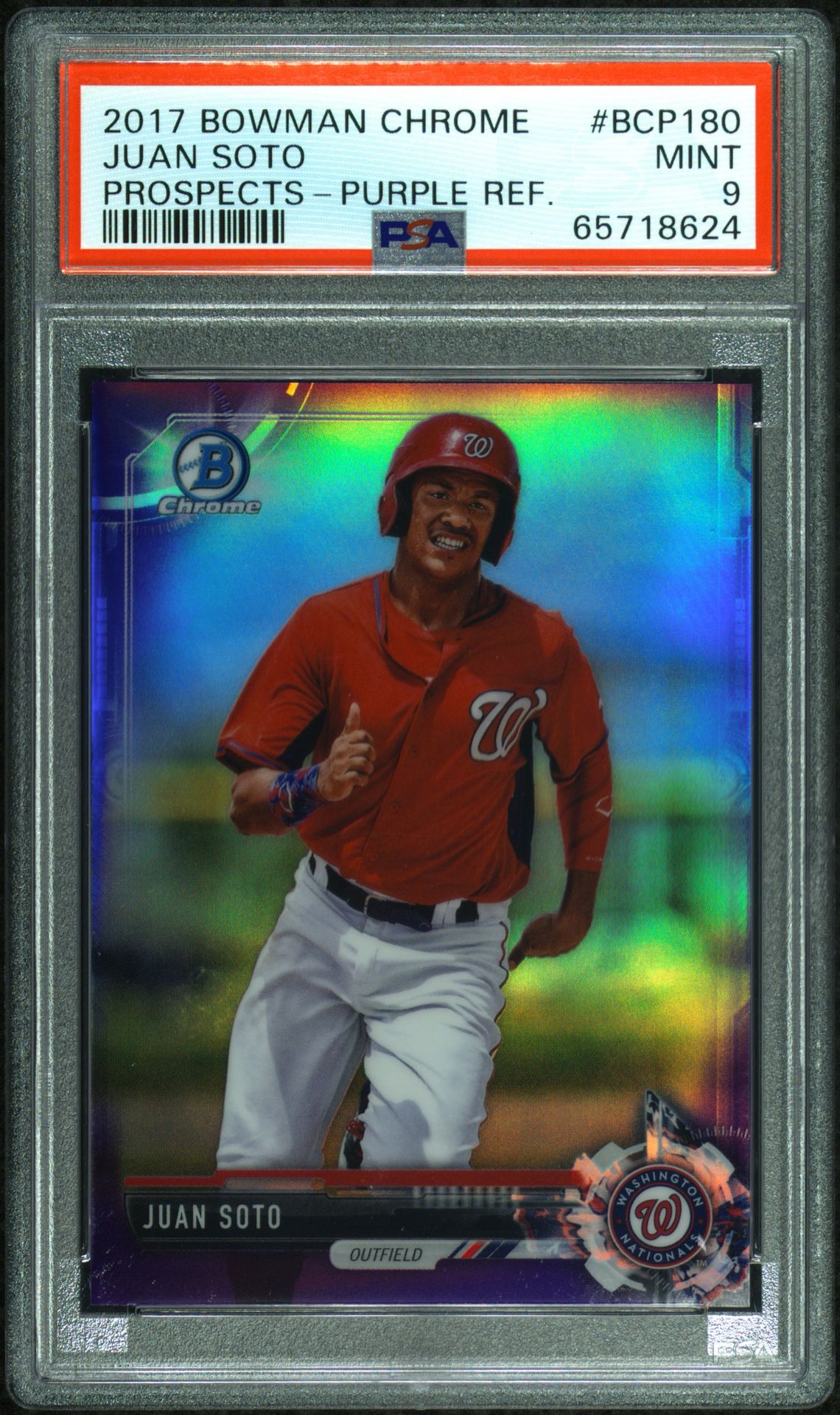 2017 Bowman BOWMAN CHROME PROSPECTS PROSPECTS-PURPLE REF. #BCP180 Juan Soto front