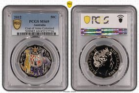 2012 50C Coat of Arms Colorized MS69