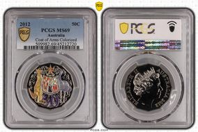 2012 50C Coat of Arms Colorized MS69