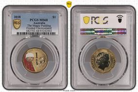 2018 $1 The Magic Pudding Colorized, Frosted Unc. MS68