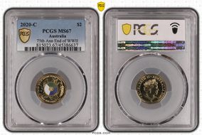 2020-C $2 75th Ann End of WWII Colorized MS67