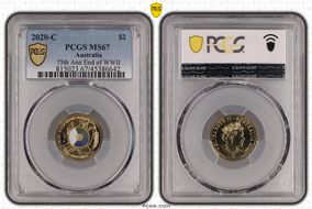 2020-C $2 75th Ann End of WWII Colorized MS67