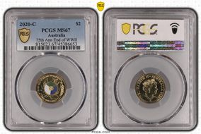 2020-C $2 75th Ann End of WWII Colorized MS67