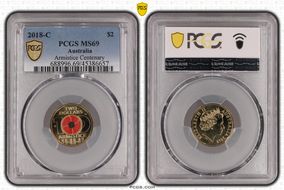 2018-C $2 Armistice Centenary Colorized MS69