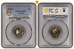 2020-C $2 75th Ann End of WWII Colorized MS67