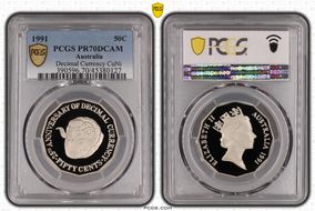 1991 50C Decimal Currency CuNi PR70DCAM