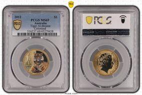 2012 $1 Tiger Al-Bronze Colorized MS69