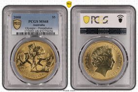 2000 $5 Olympic - Pentathalon MS68