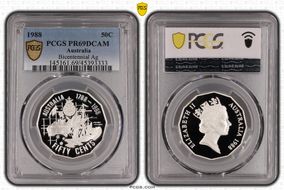 1988 50C Bicentennial Ag PR69DCAM