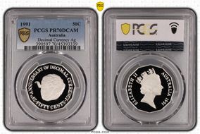 1991 50C Decimal Currency Ag PR70DCAM