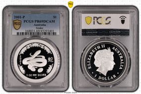 2001-P $1 Year of the Snake Ag PR69DCAM