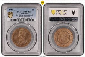 1920 /./  1D Dot above bottom scroll Indian obverse MS64RB