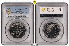 2010 50C Melbourne Cup 1861-2010 Finish Pole MS68