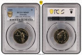 2005 $1 End of WWII - Dancing Man Al-Bronze MS69