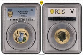 2008 $1 Koala  Colorized MS68