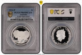 2014-P $1 Koala Ag High Relief PR69DCAM