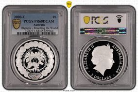 2000-C $5 Olympic - Reaching the World PR68DCAM
