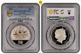 2001 50C Centenary of Federation Colorized PR70DCAM