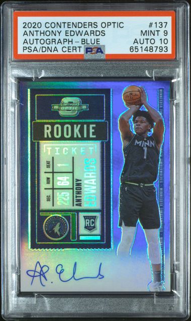 2020 Panini PANINI CONTENDERS OPTIC AUTOGRAPH-BLUECertificationPrimary Signer (1 Signer)ANTHONY EDWARDS #137 Anthony Edwards front
