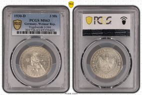 1930-D 3 Mk Vogelweide J-344 MS63