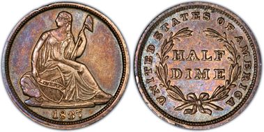 1837 H10C Seated, Large Date AU50