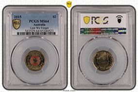 2015 $2 Lest We Forget Colorized MS64