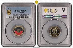 2021 $2 50th Ann Aboriginal Flag Colorized MS67