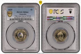 2020 $2 75th Ann End of WWII Colorized MS64