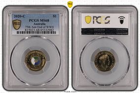 2020-C $2 75th Ann End of WWII Colorized MS68