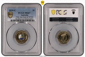 2020-C $2 75th Ann End of WWII Colorized MS67