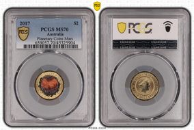 2017 $2 Planetary Coins Mars Colorized MS70