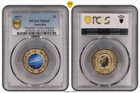 2017 $1 Planetary Coins Neptune Colorized MS69