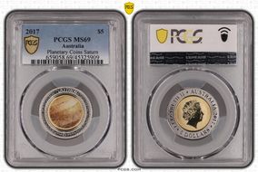 2017 $5 Planetary Coins Saturn Colorized MS69