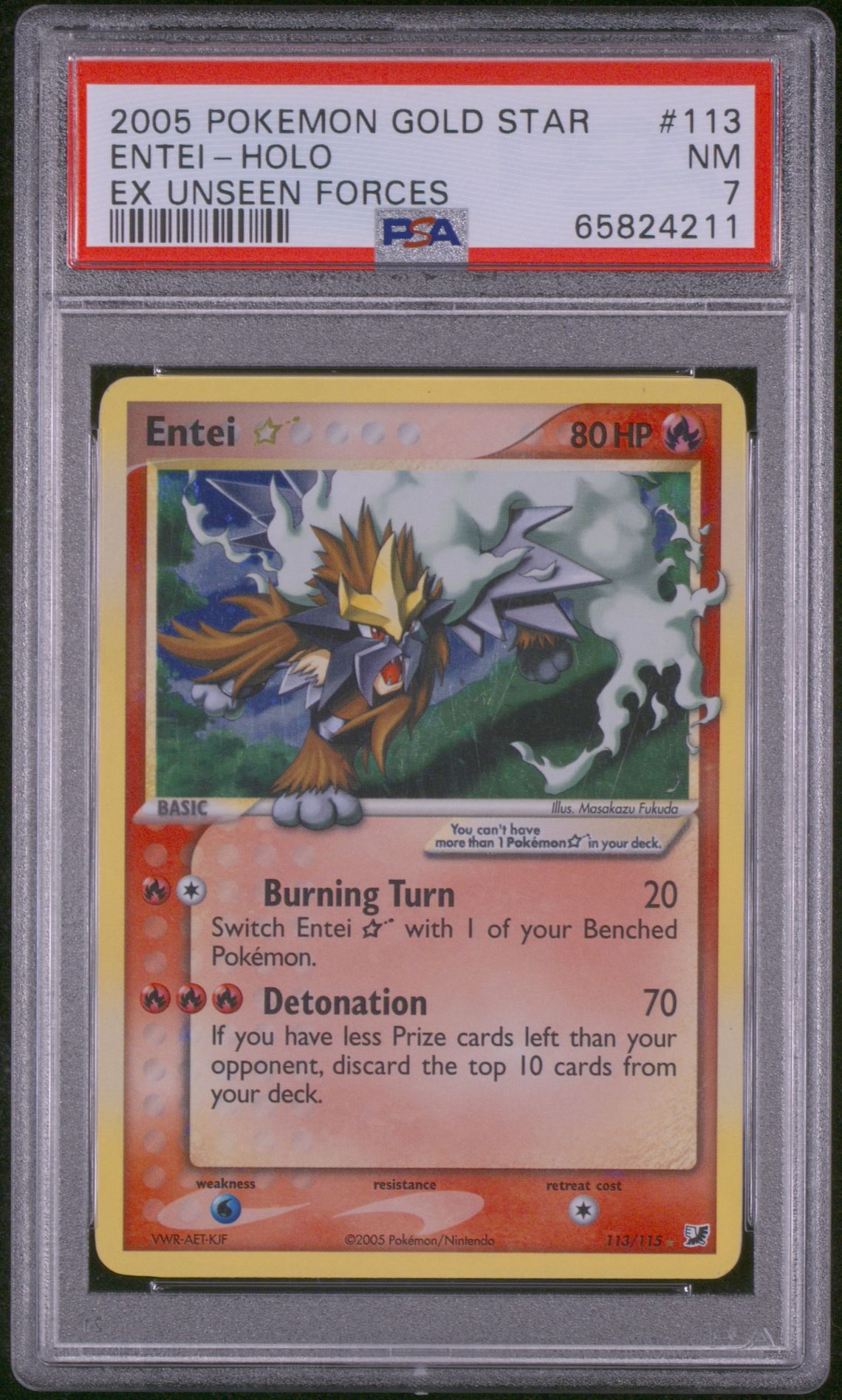 2005 Pokemon POKEMON EX UNSEEN FORCES #113 Entei-Holo front