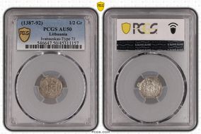 (1387-92) 1/2 Gr Ivanauskas-Type 7J AU50