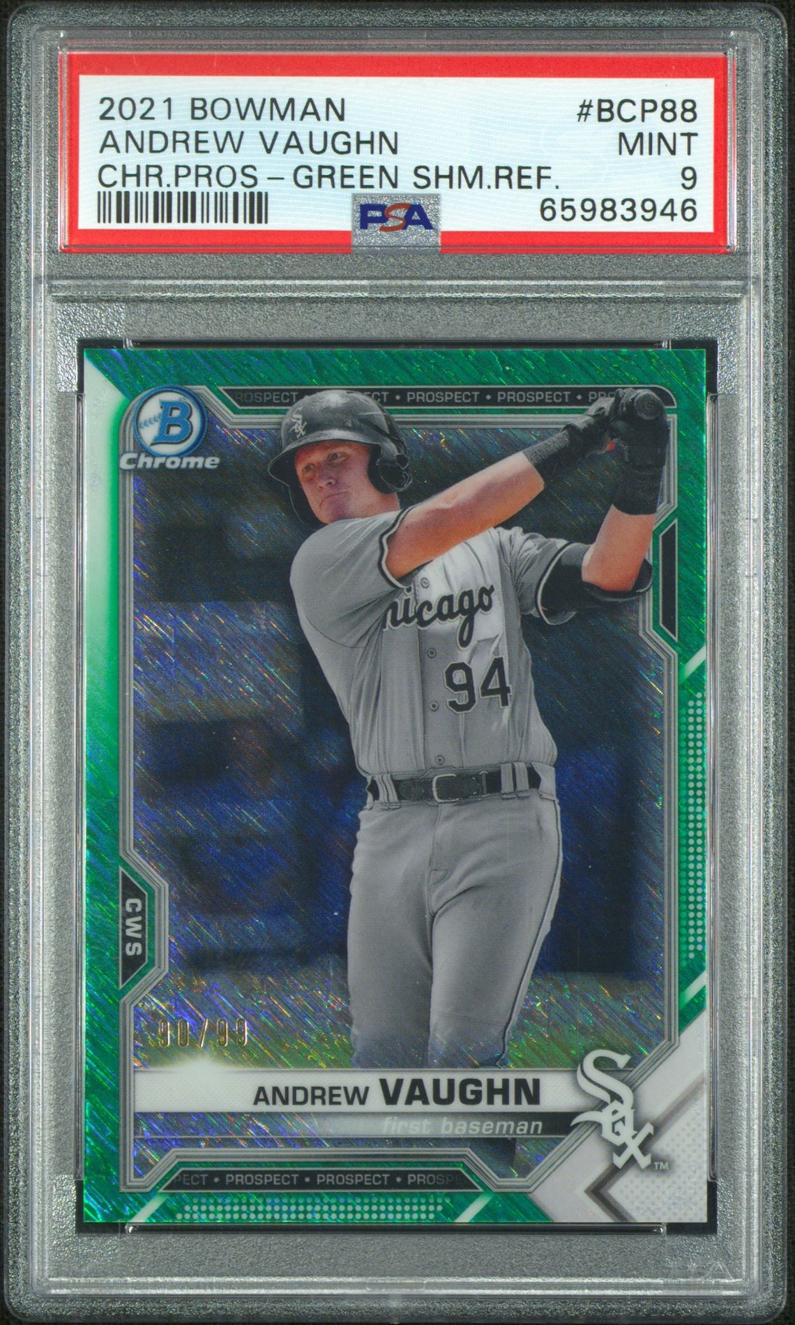 2021 Bowman Green Shimmer #BCP-88 Andrew Vaughn front