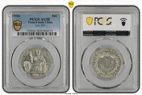 1936 50C Lec-261 AU58