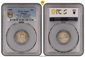 1909 50C KM-61.1 BELGEN Coin Alignment MS65