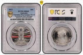 2022 50C Tasmania Wee Georgie Wood Rail Heritage Colorized MS69