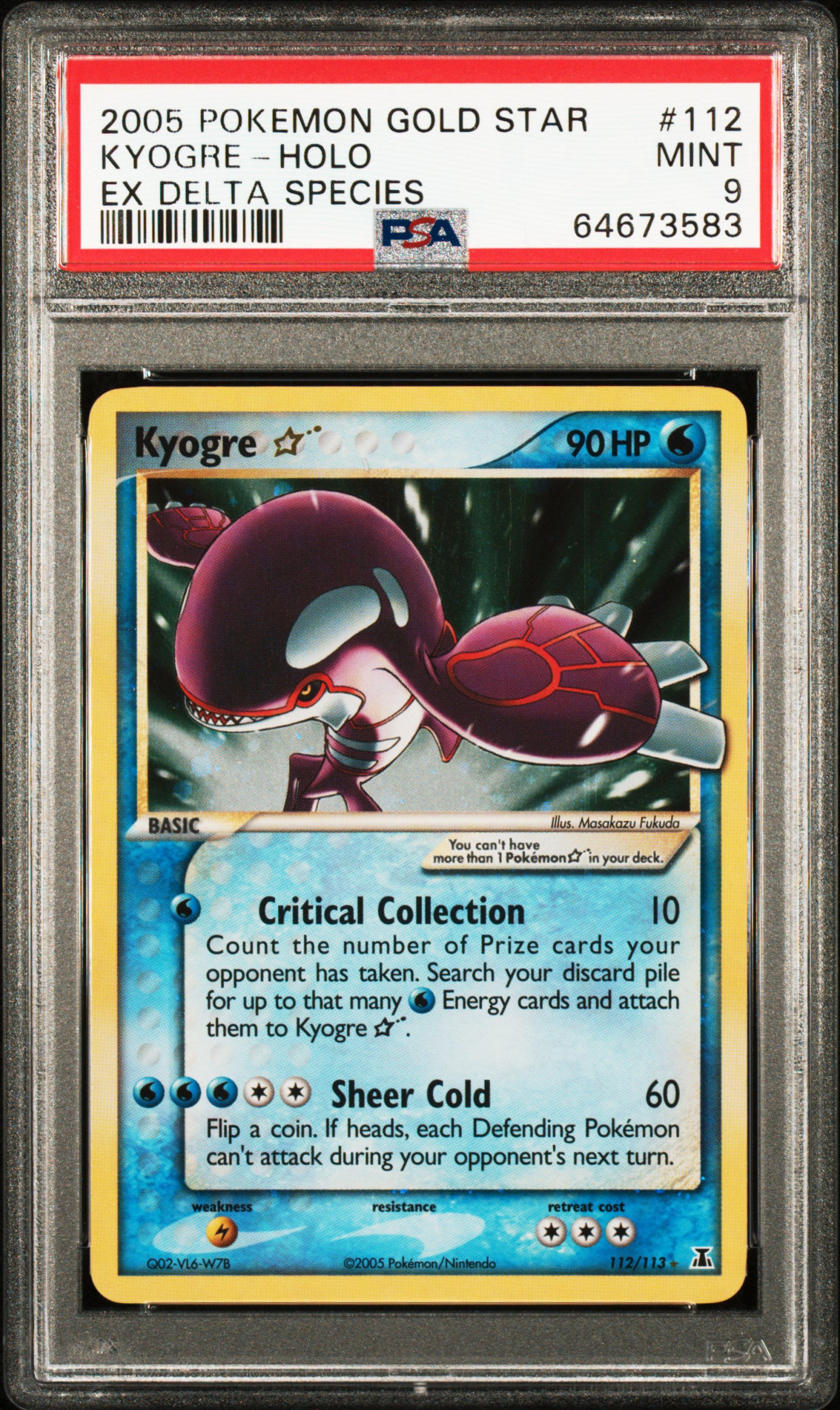 2005 #112 Kyogre-Holo Gold Star PSA 9 EX Delta Species Pokemon