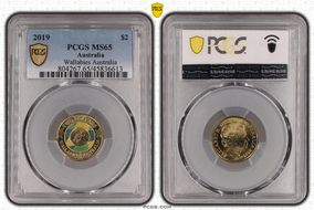 2019 $2 Wallabies Australia Colorized MS65