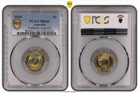 2019 $2 Wallabies Australia Colorized MS66