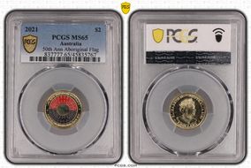 2021 $2 50th Ann Aboriginal Flag Colorized MS65