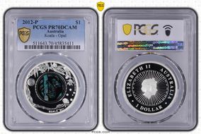 2012-P $1 Koala Ag-Opal PR70DCAM