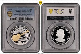 2022 50C Tamworth Music Festival Ag Partial Gilt PR69DCAM