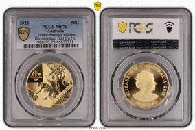 2022 50C Commonwealth Games Birmingham Gilt-CuNi MS70