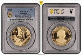 2022 50C Commonwealth Games Birmingham Gilt-CuNi MS70
