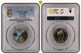 2022 $1 Great Aussie Coin Hunt - 'X' Crux - Colorized MS67