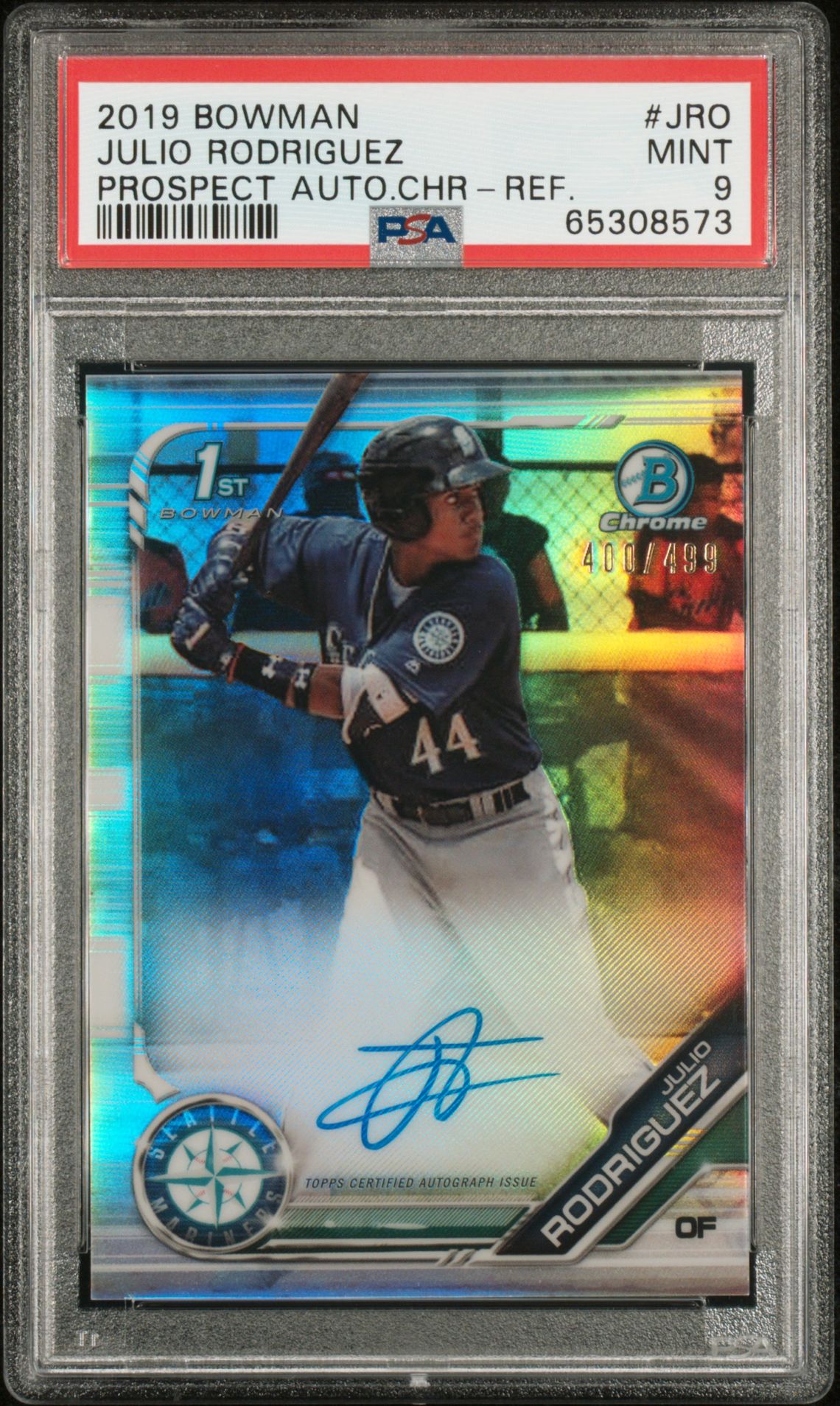 2019 Bowman BOWMAN PROSPECT AUTOGRAPHS CHROME Refractor #JRO Julio Rodriguez front